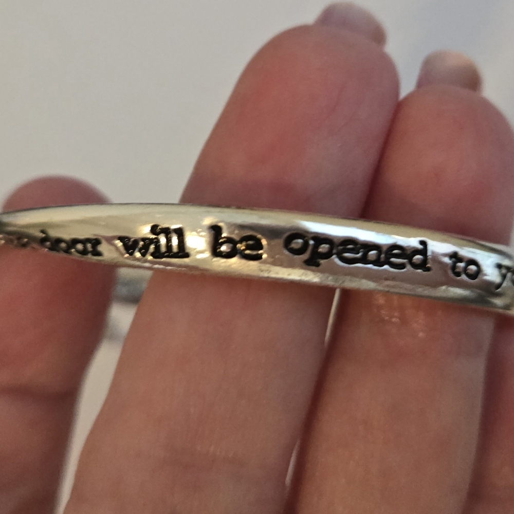 MOBIUS ASK SEEK KNOCK BANGLE BRACELET SILVER-PLATED, Gift Boxed #7 - Picture 14 of 16